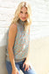 Dazzle In Teal Smocked High Neck Animal Print Sleeveless Top