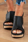 Gray Vintage Leather Stitching Studded Wedge Sandals