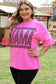Bright Pink Checker MAMA Letter Printed Graphic Plus Size T Shirt