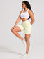 Yoga Pants - Three-Quarter High-Waisted Seamless Solid Cream White